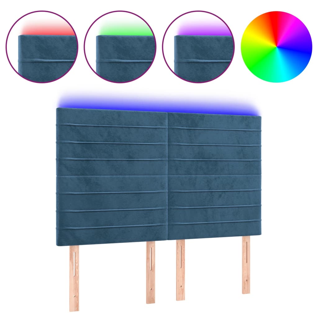 Tête de lit à LED Bleu foncé 144x5x118/128 cm Velours - XIOS