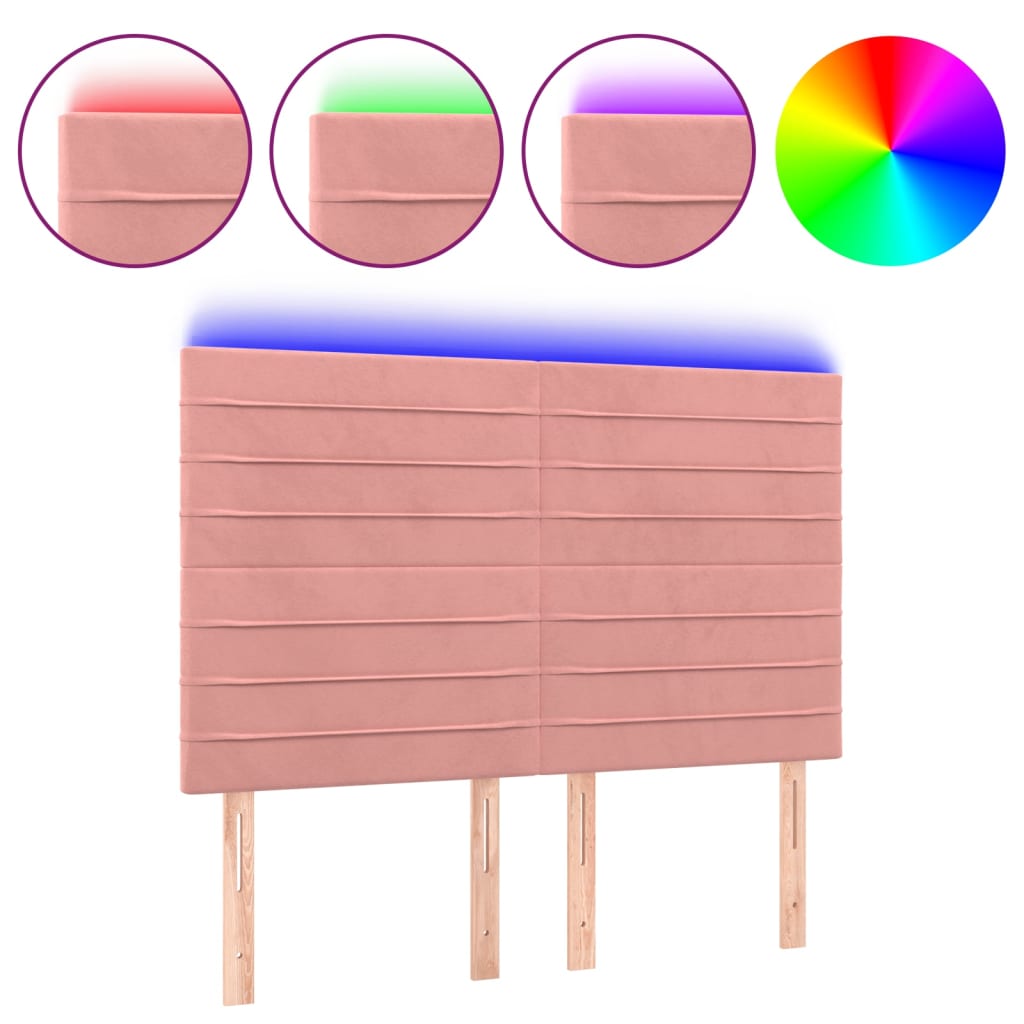 Tête de lit à LED Rose 144x5x118/128 cm Velours - XIOS