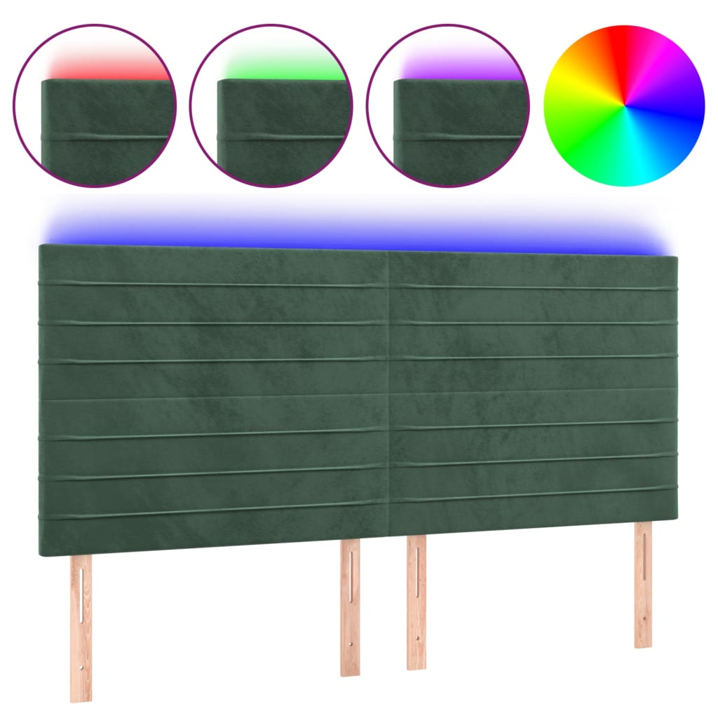 Tête de lit à LED Vert foncé 160x5x118/128 cm Velours - XIOS