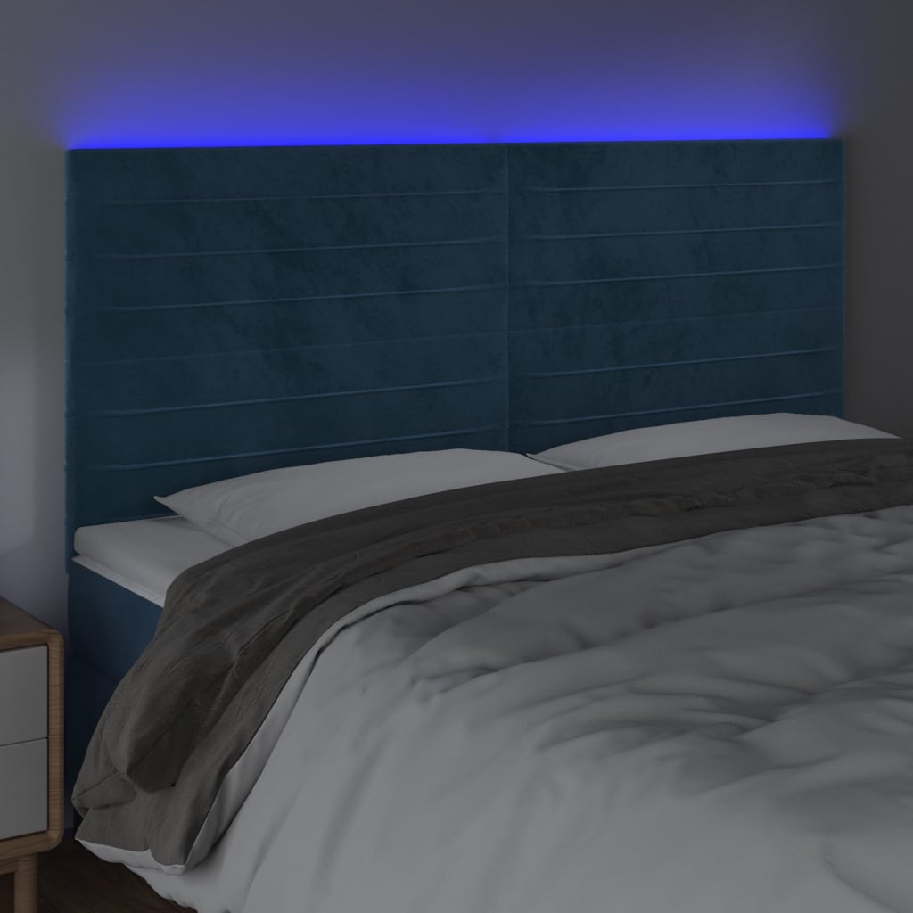 Tête de lit à LED Bleu foncé 160x5x118/128 cm Velours - XIOS