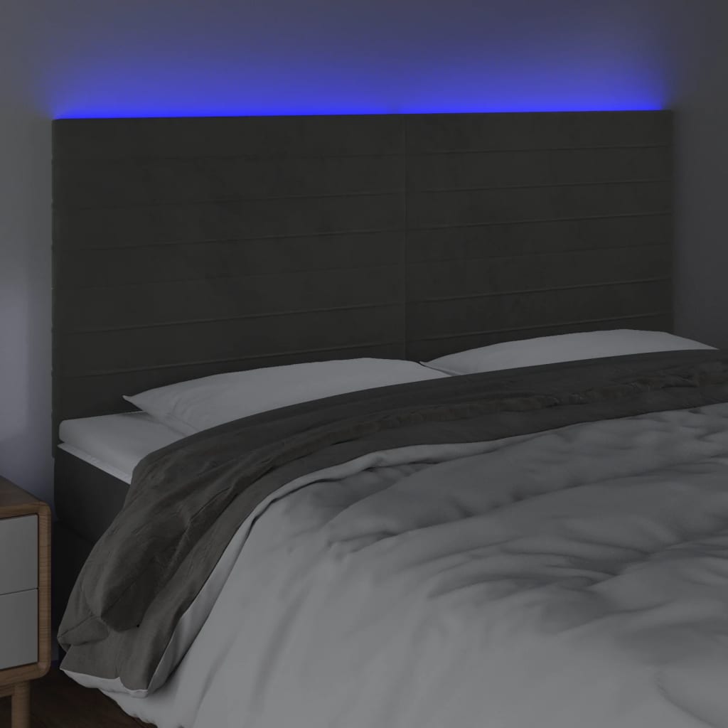 Tête de lit à LED Gris foncé 180x5x118/128 cm Velours - XIOS
