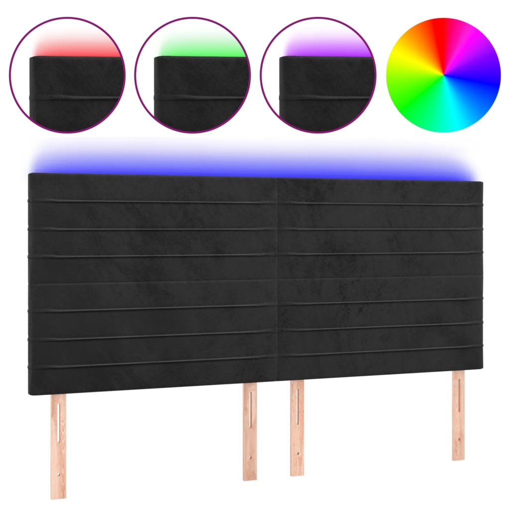 Tête de lit à LED Noir 180x5x118/128 cm Velours - XIOS