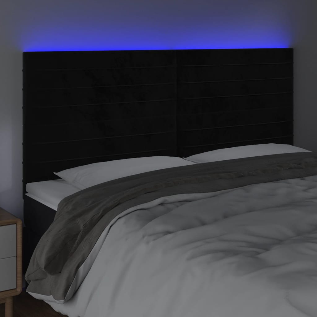 Tête de lit à LED Noir 180x5x118/128 cm Velours - XIOS