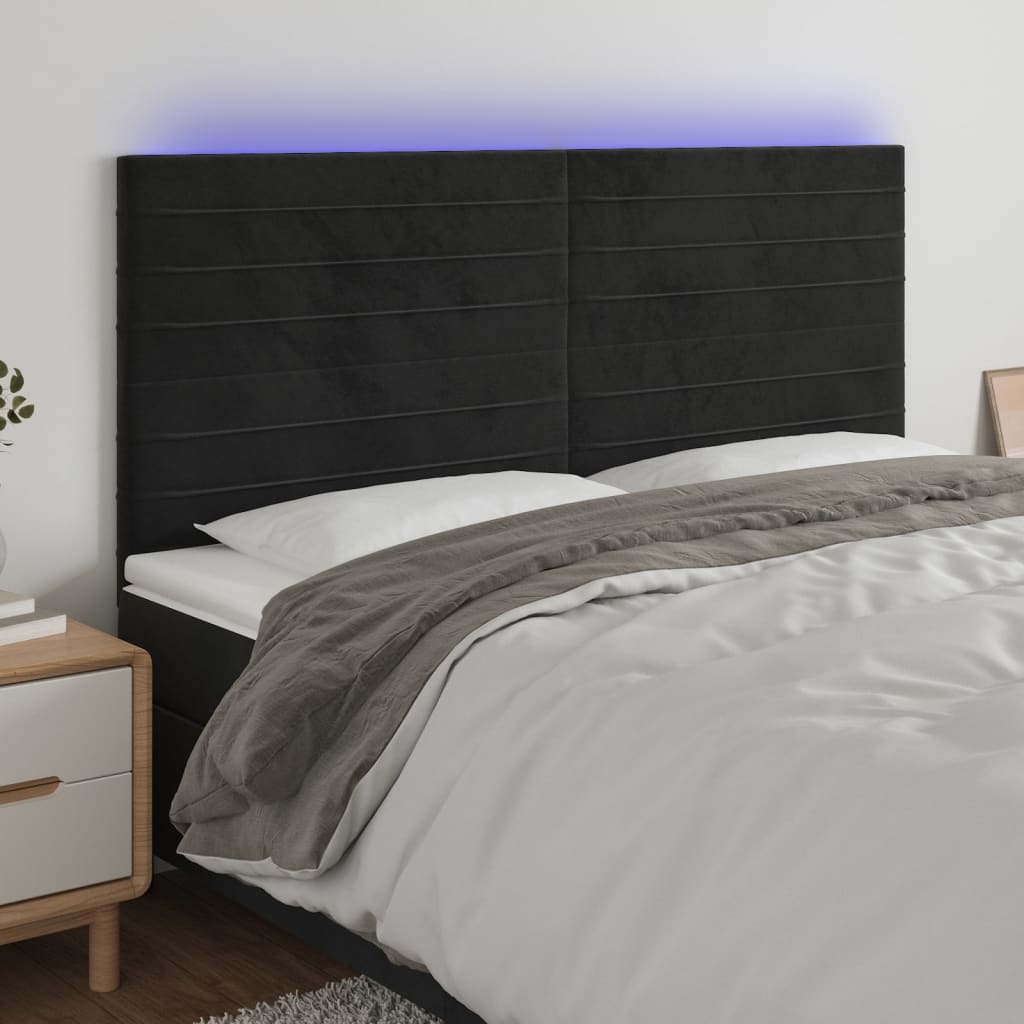 Tête de lit à LED Noir 180x5x118/128 cm Velours - XIOS