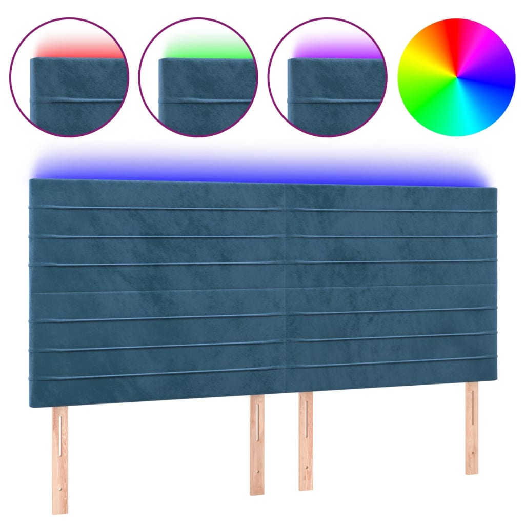 Tête de lit à LED Bleu foncé 180x5x118/128 cm Velours - XIOS