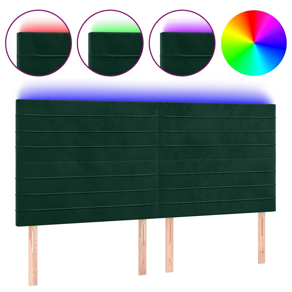 Tête de lit à LED Vert foncé 200x5x118/128 cm Velours