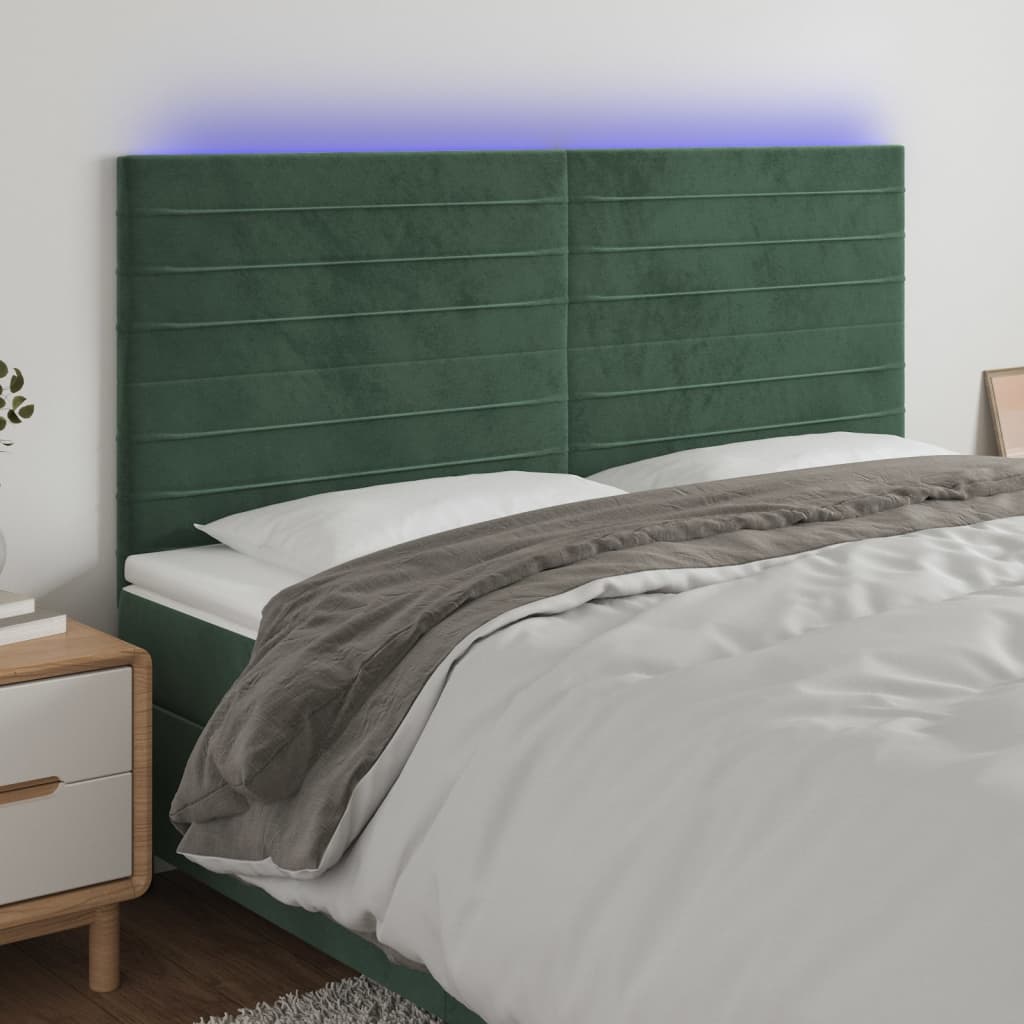 Tête de lit à LED Vert foncé 200x5x118/128 cm Velours - XIOS
