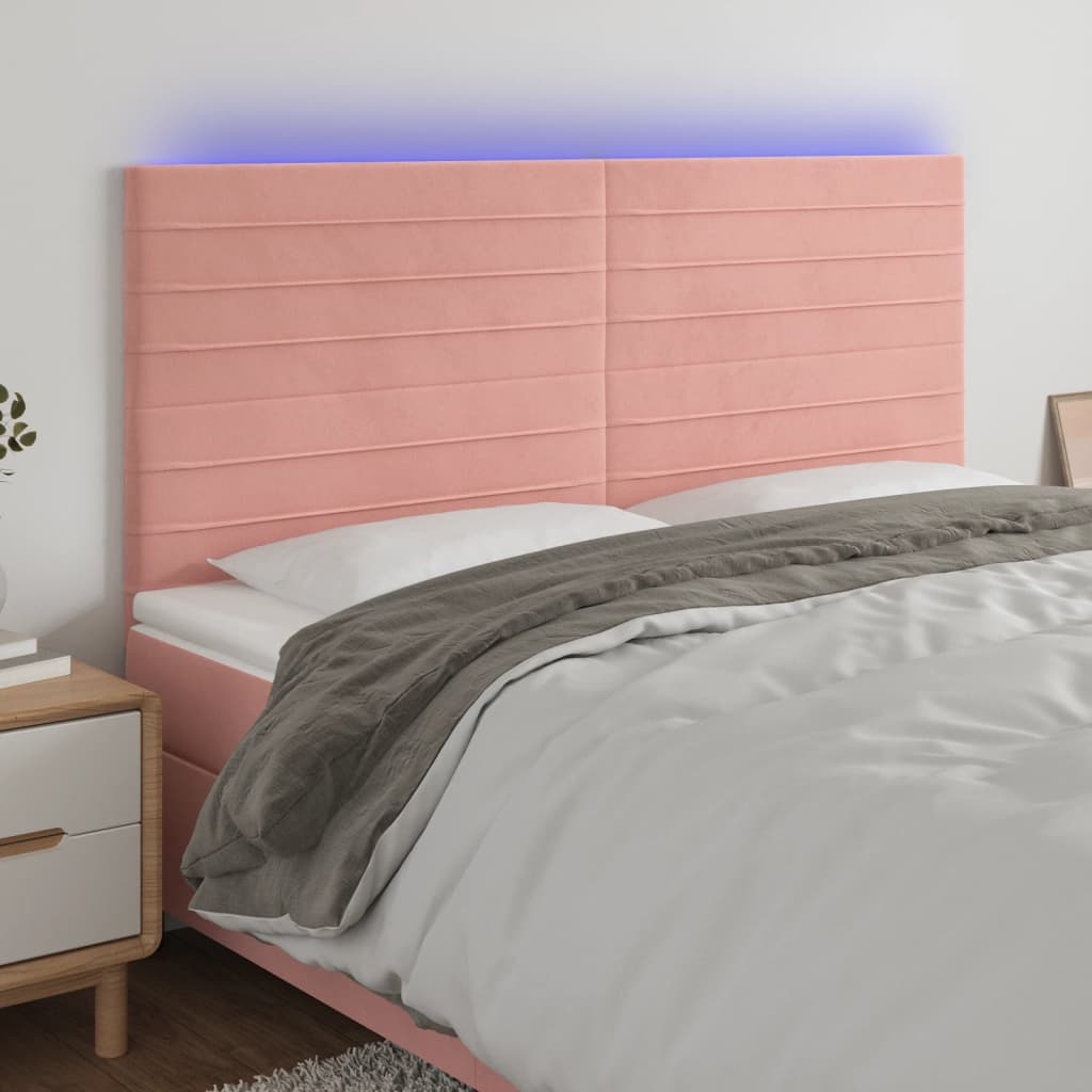 Tête de lit à LED Rose 200x5x118/128 cm Velours - XIOS