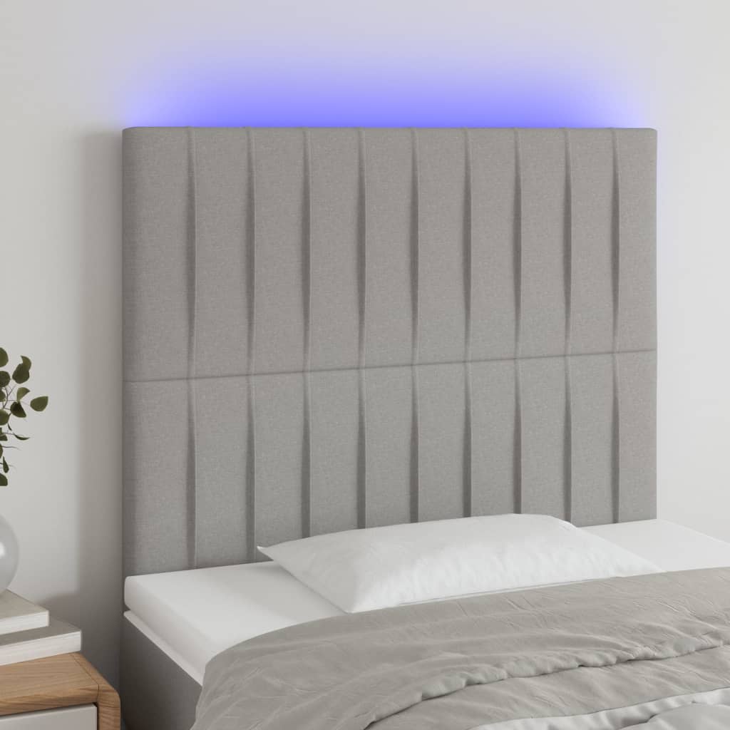 Tête de lit à LED Gris clair 80x5x118/128 cm Tissu - XIOS
