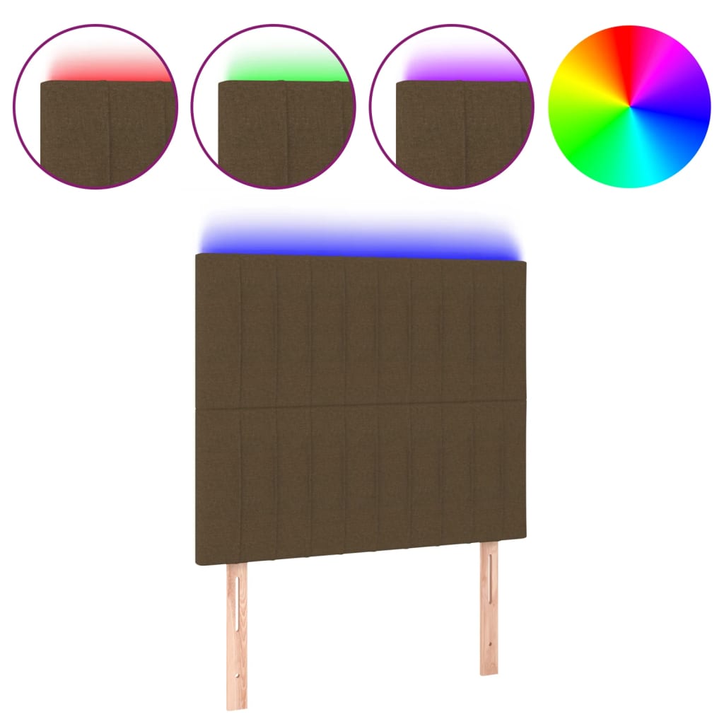 Tête de lit à LED Marron foncé 80x5x118/128 cm Tissu - XIOS