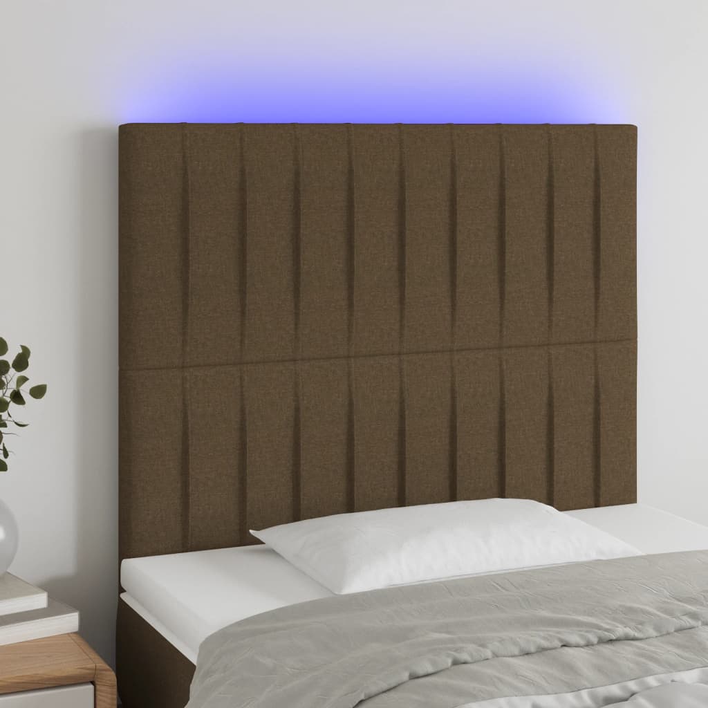 Tête de lit à LED Marron foncé 80x5x118/128 cm Tissu - XIOS