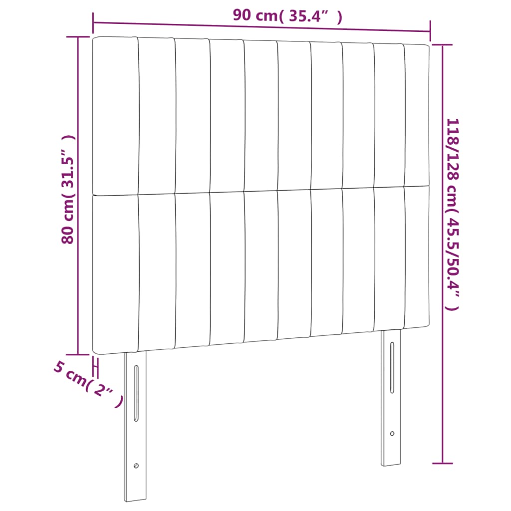 Tête de lit à LED Taupe 90x5x118/128 cm Tissu - XIOS