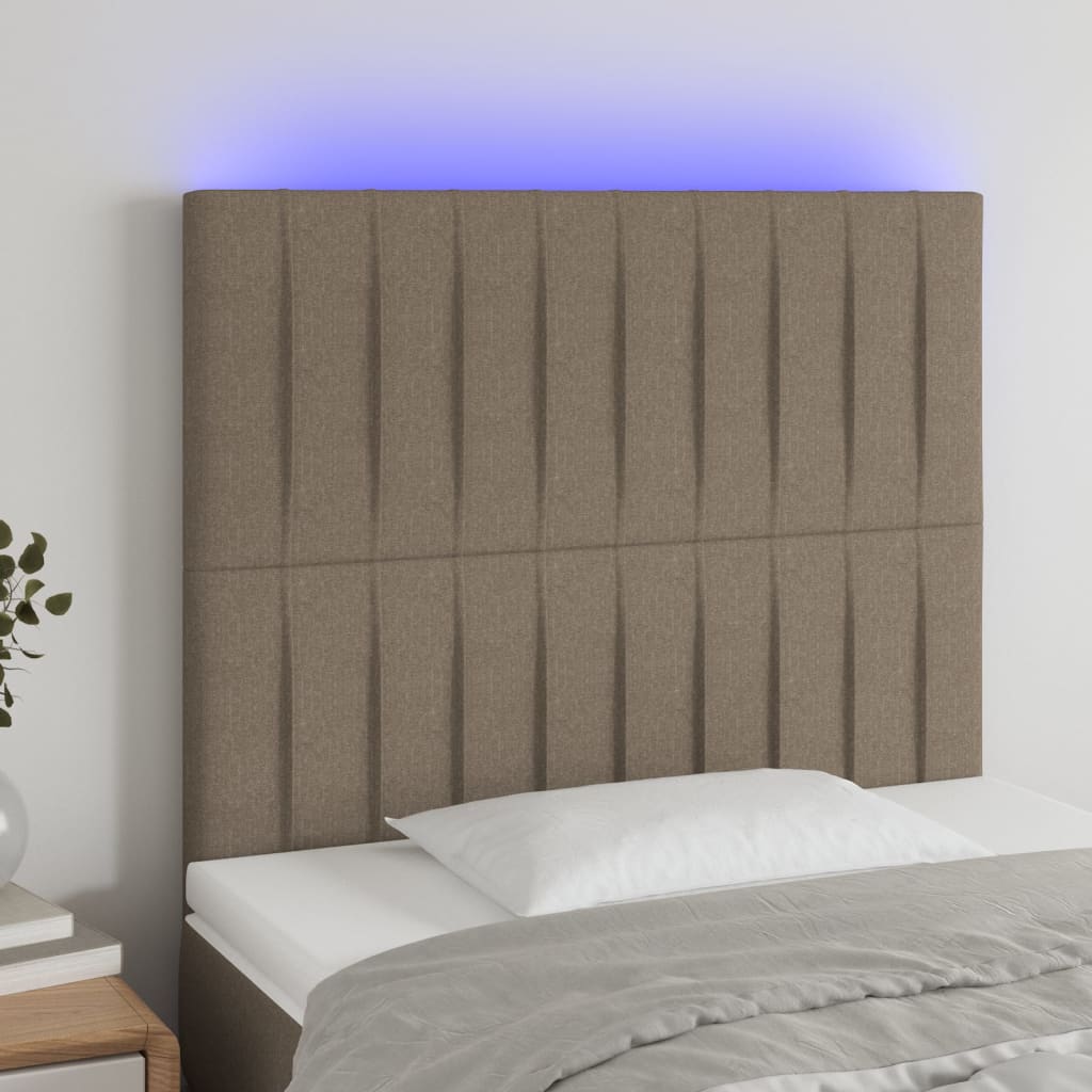 Tête de lit à LED Taupe 90x5x118/128 cm Tissu - XIOS