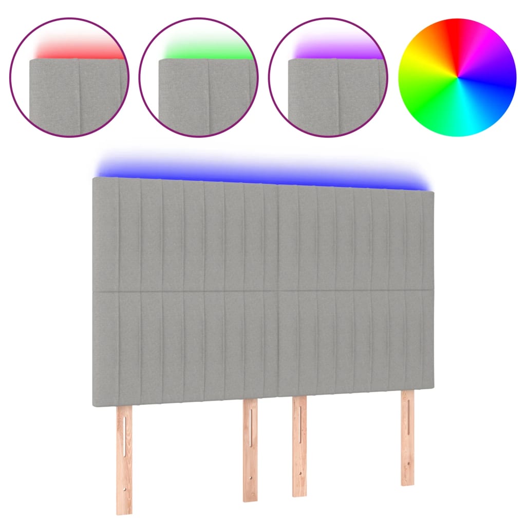 Tête de lit à LED Gris clair 144x5x118/128 cm Tissu - XIOS