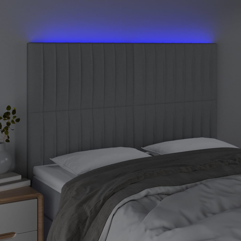 Tête de lit à LED Gris clair 144x5x118/128 cm Tissu - XIOS