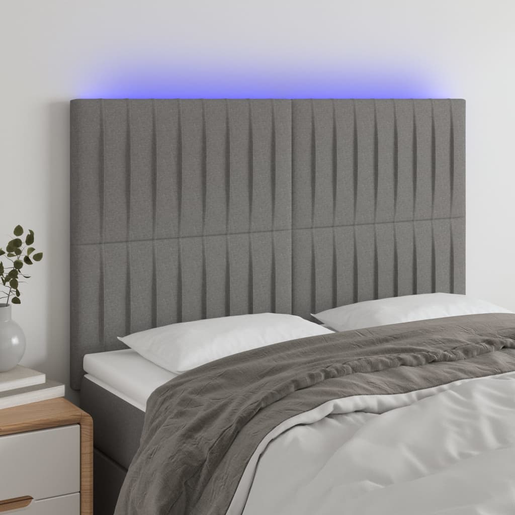 Tête de lit à LED Gris foncé 144x5x118/128 cm Tissu - XIOS