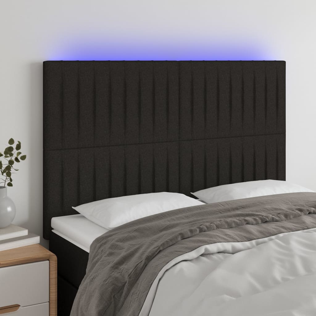 Tête de lit à LED Noir 144x5x118/128 cm Tissu - XIOS