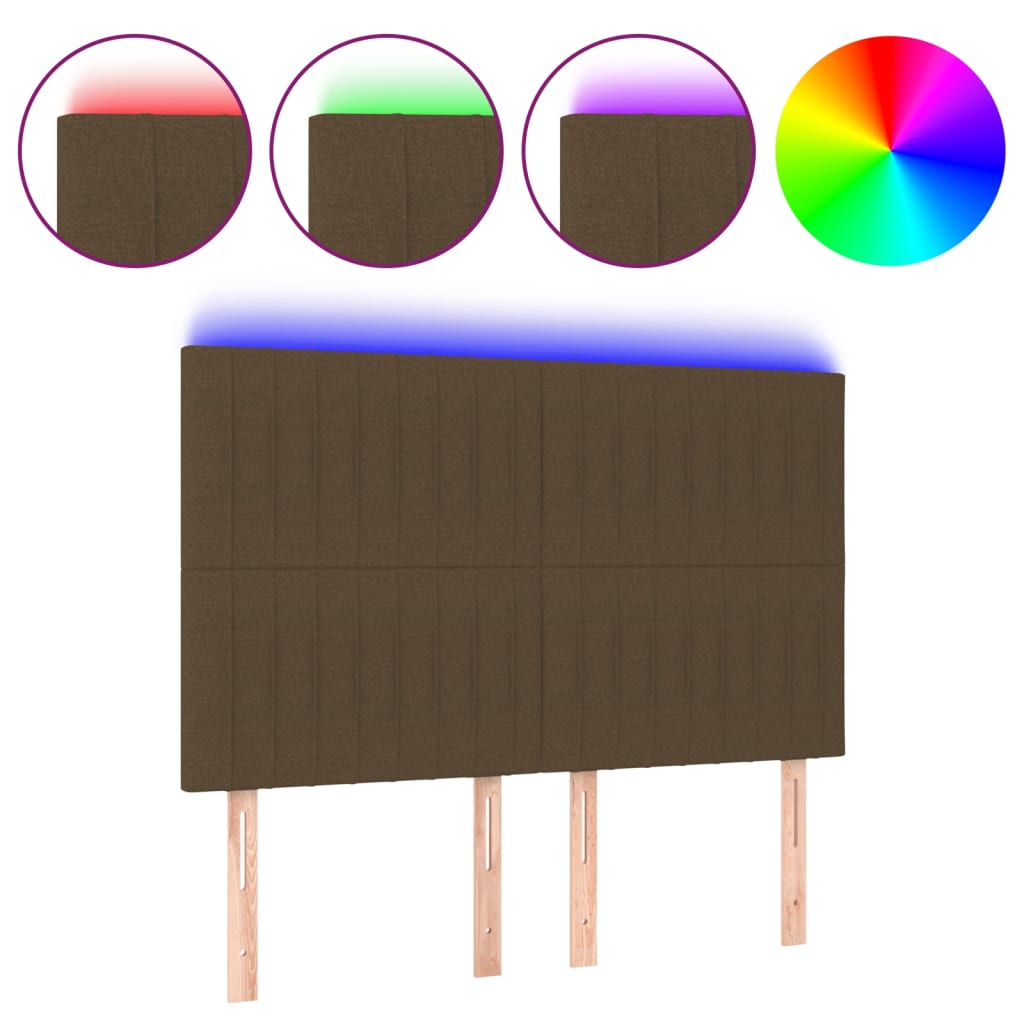 Tête de lit à LED Marron foncé 144x5x118/128 cm Tissu - XIOS