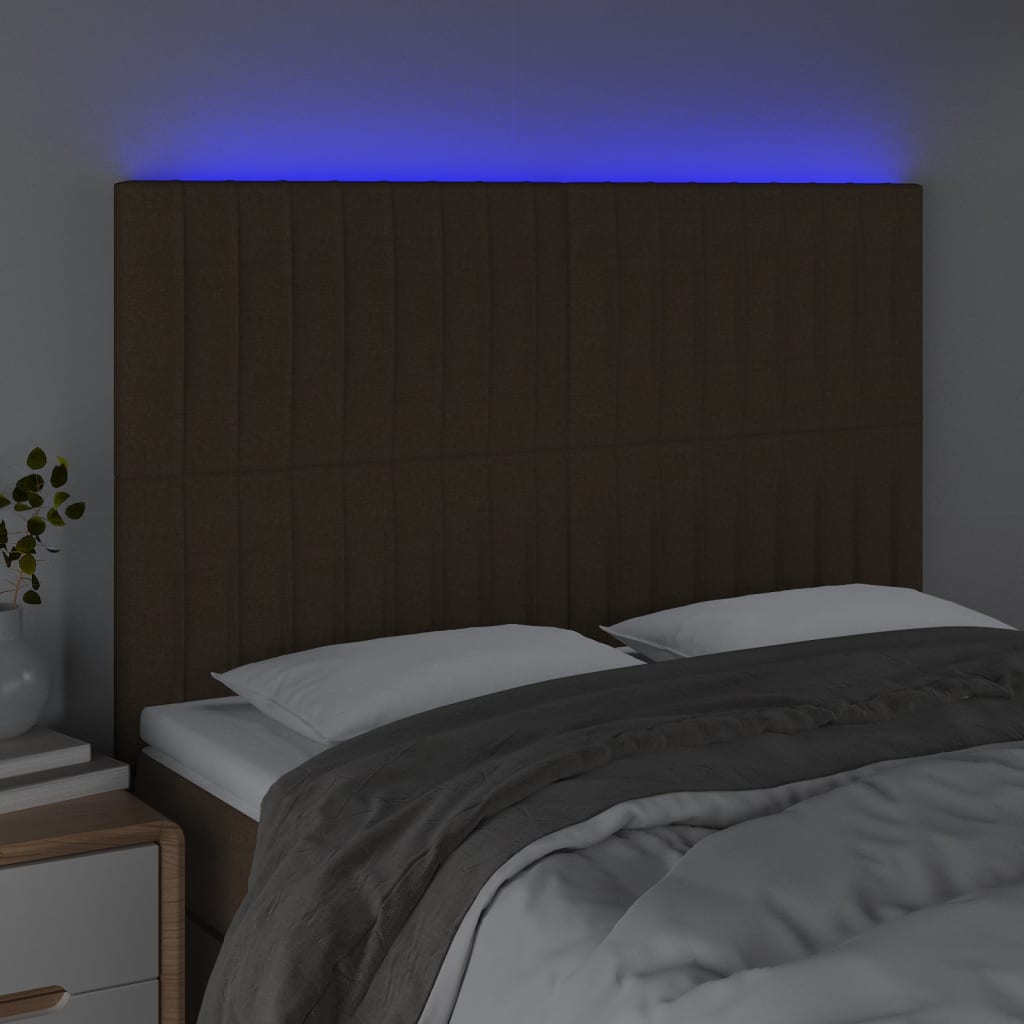Tête de lit à LED Marron foncé 144x5x118/128 cm Tissu - XIOS