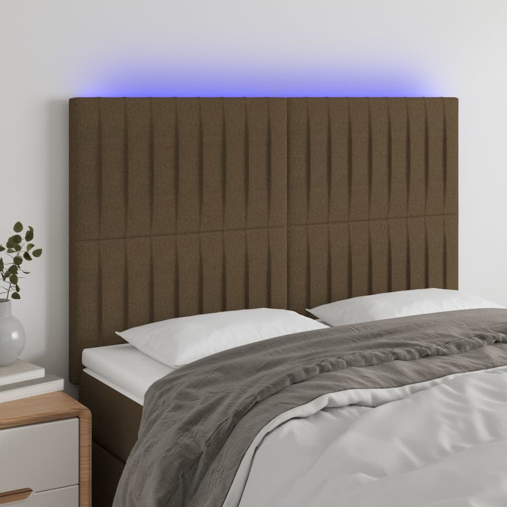 Tête de lit à LED Marron foncé 144x5x118/128 cm Tissu - XIOS