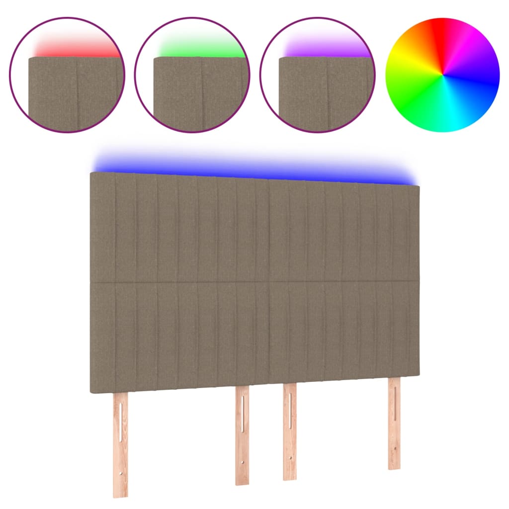 Tête de lit à LED Taupe 144x5x118/128 cm Tissu - XIOS