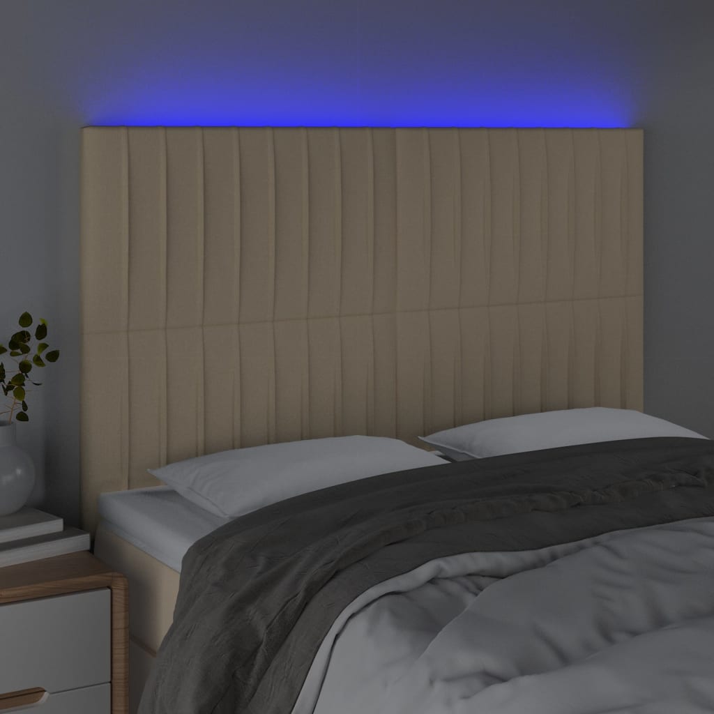 Tête de lit à LED Crème 144x5x118/128 cm Tissu - XIOS