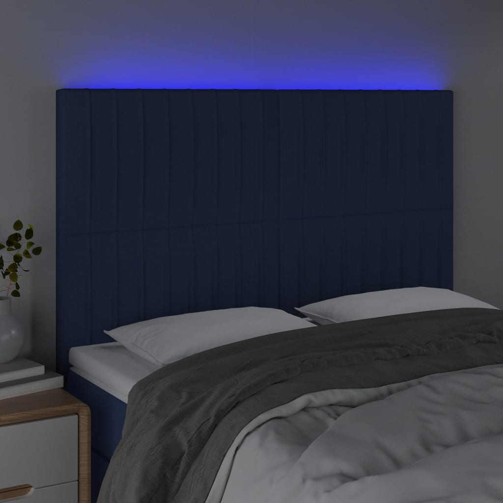 Tête de lit à LED Bleu 144x5x118/128 cm Tissu - XIOS