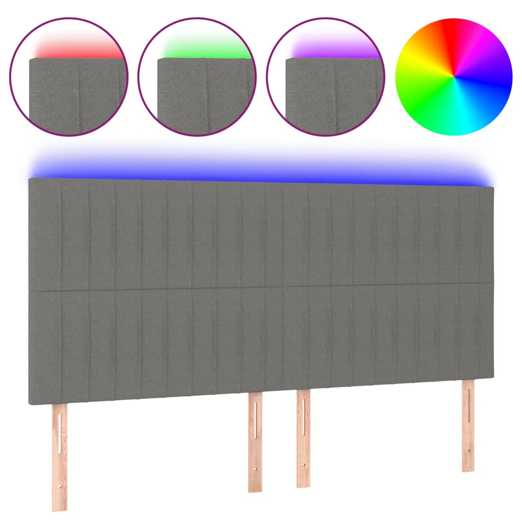 Tête de lit à LED Gris foncé 200x5x118/128 cm Tissu - XIOS