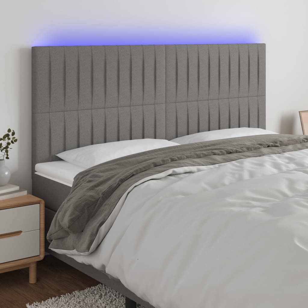 Tête de lit à LED Gris foncé 200x5x118/128 cm Tissu - XIOS