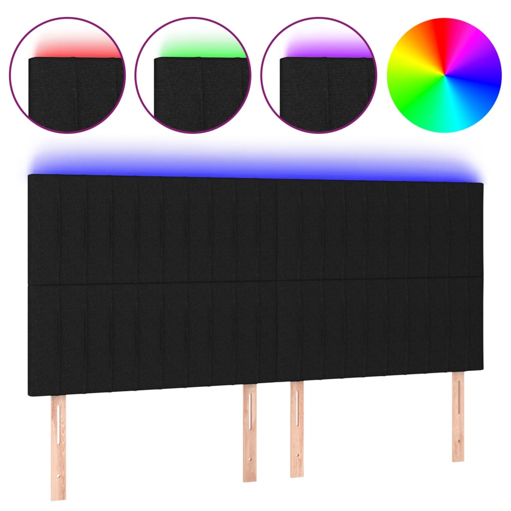 Tête de lit à LED Noir 200x5x118/128 cm Tissu - XIOS