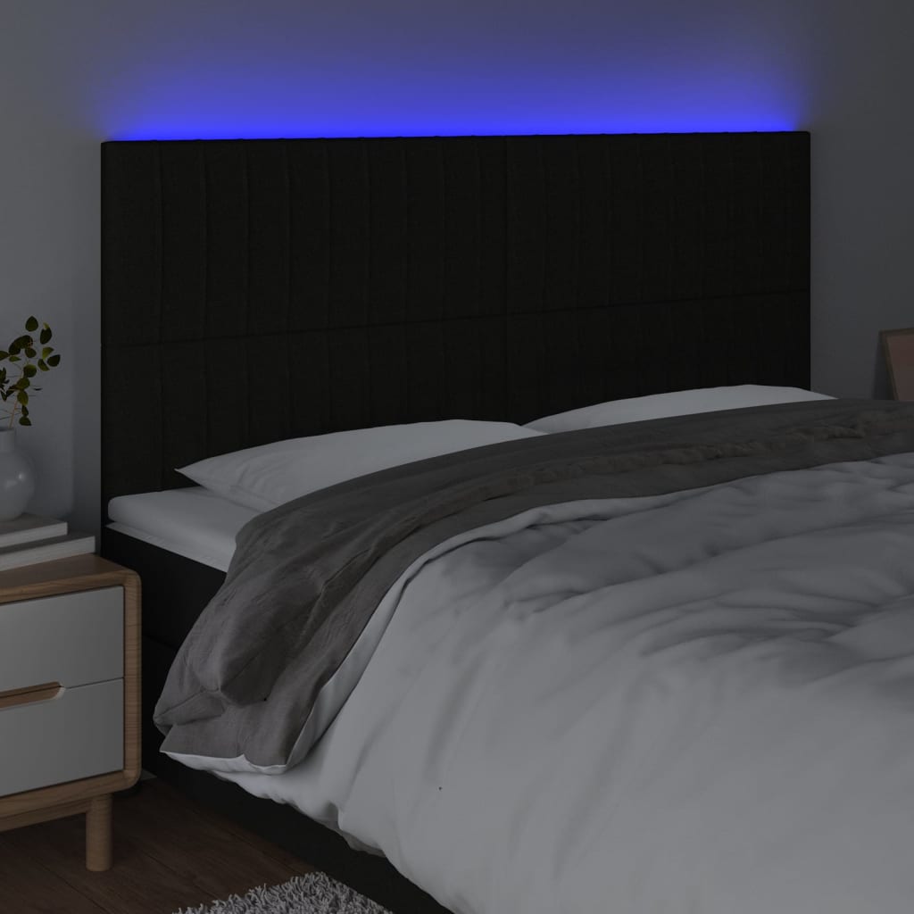 Tête de lit à LED Noir 200x5x118/128 cm Tissu - XIOS
