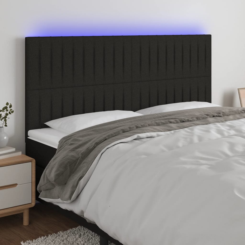 Tête de lit à LED Noir 200x5x118/128 cm Tissu - XIOS
