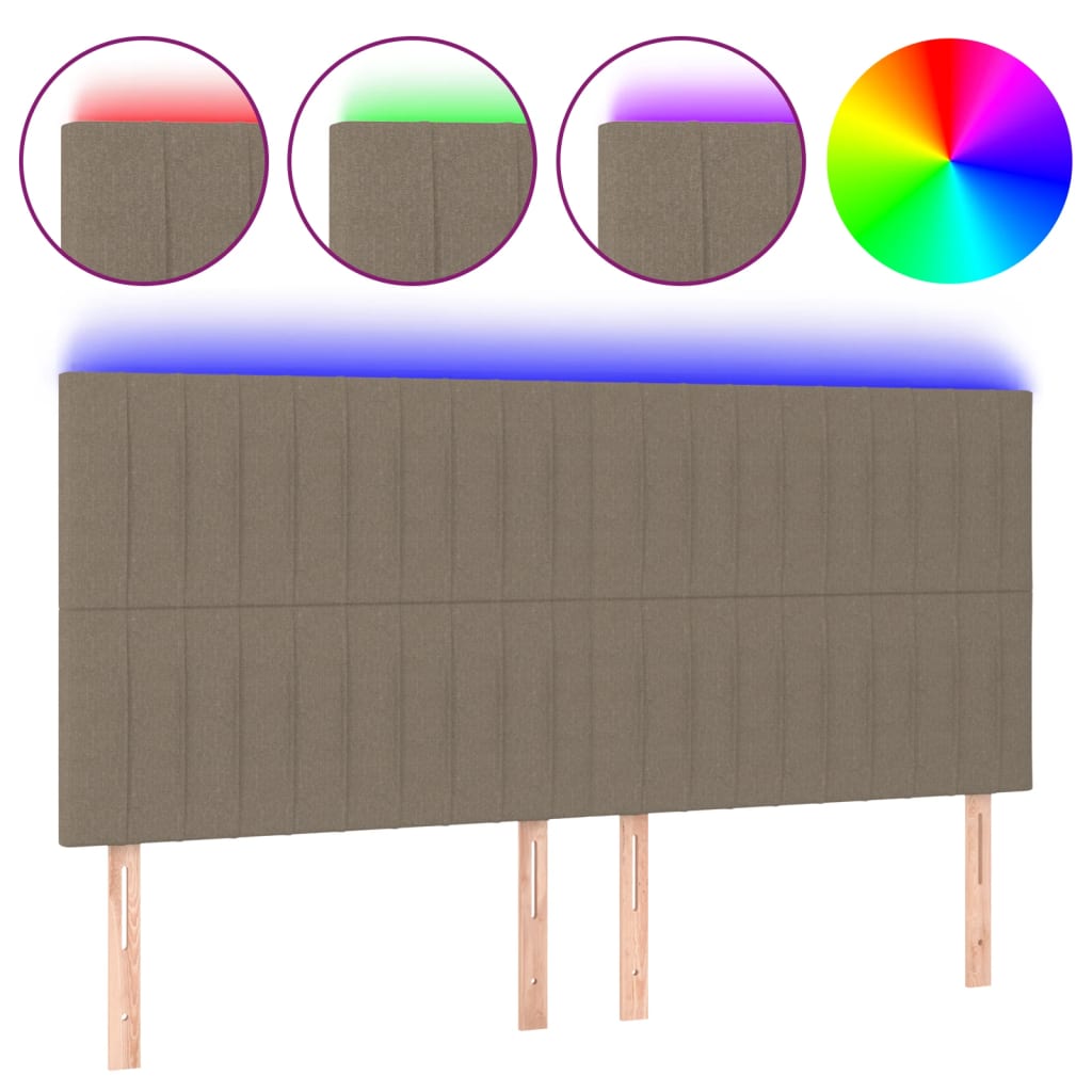 Tête de lit à LED Taupe 200x5x118/128 cm Tissu - XIOS