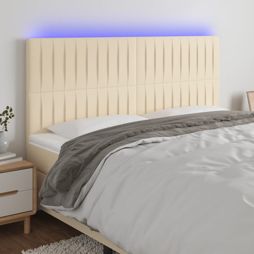 Tête de lit à LED Crème 200x5x118/128 cm Tissu - XIOS