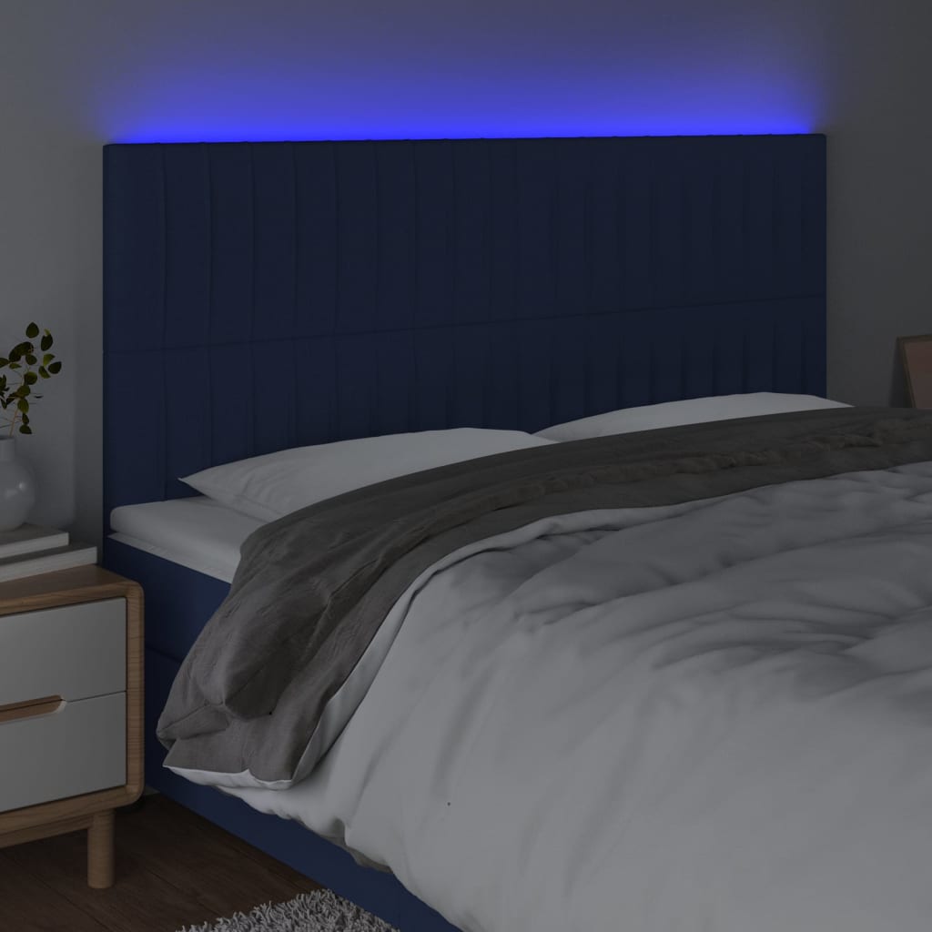Tête de lit à LED Bleu 200x5x118/128 cm Tissu - XIOS