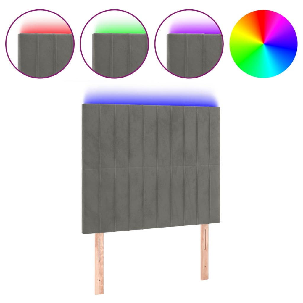 Tête de lit à LED Gris clair 80x5x118/128 cm Velours - XIOS