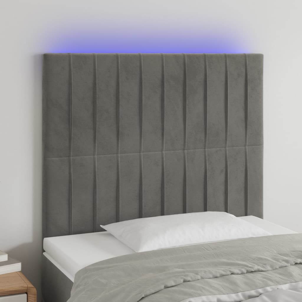 Tête de lit à LED Gris clair 80x5x118/128 cm Velours - XIOS