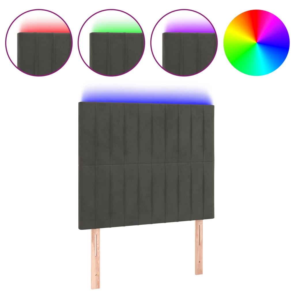Tête de lit à LED Gris foncé 80x5x118/128 cm Velours - XIOS