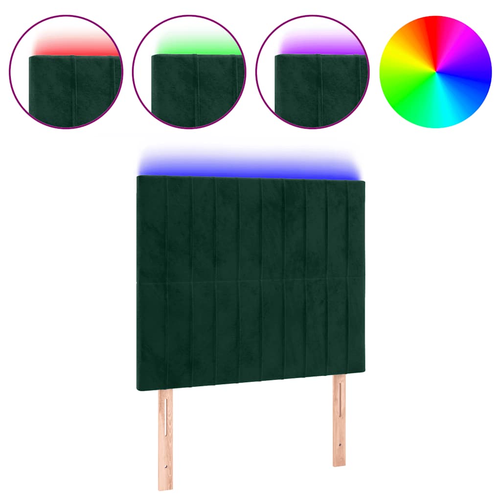 Tête de lit à LED Vert foncé 80x5x118/128 cm Velours - XIOS