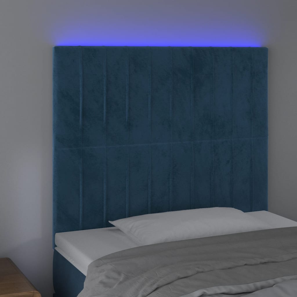 Tête de lit à LED Bleu foncé 80x5x118/128 cm Velours - XIOS