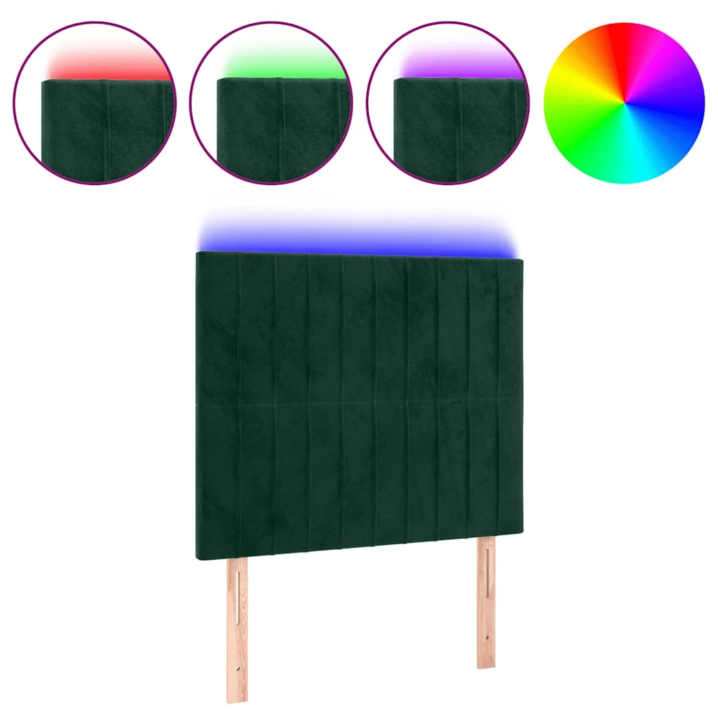 Tête de lit à LED Vert foncé 90x5x118/128 cm Velours - XIOS