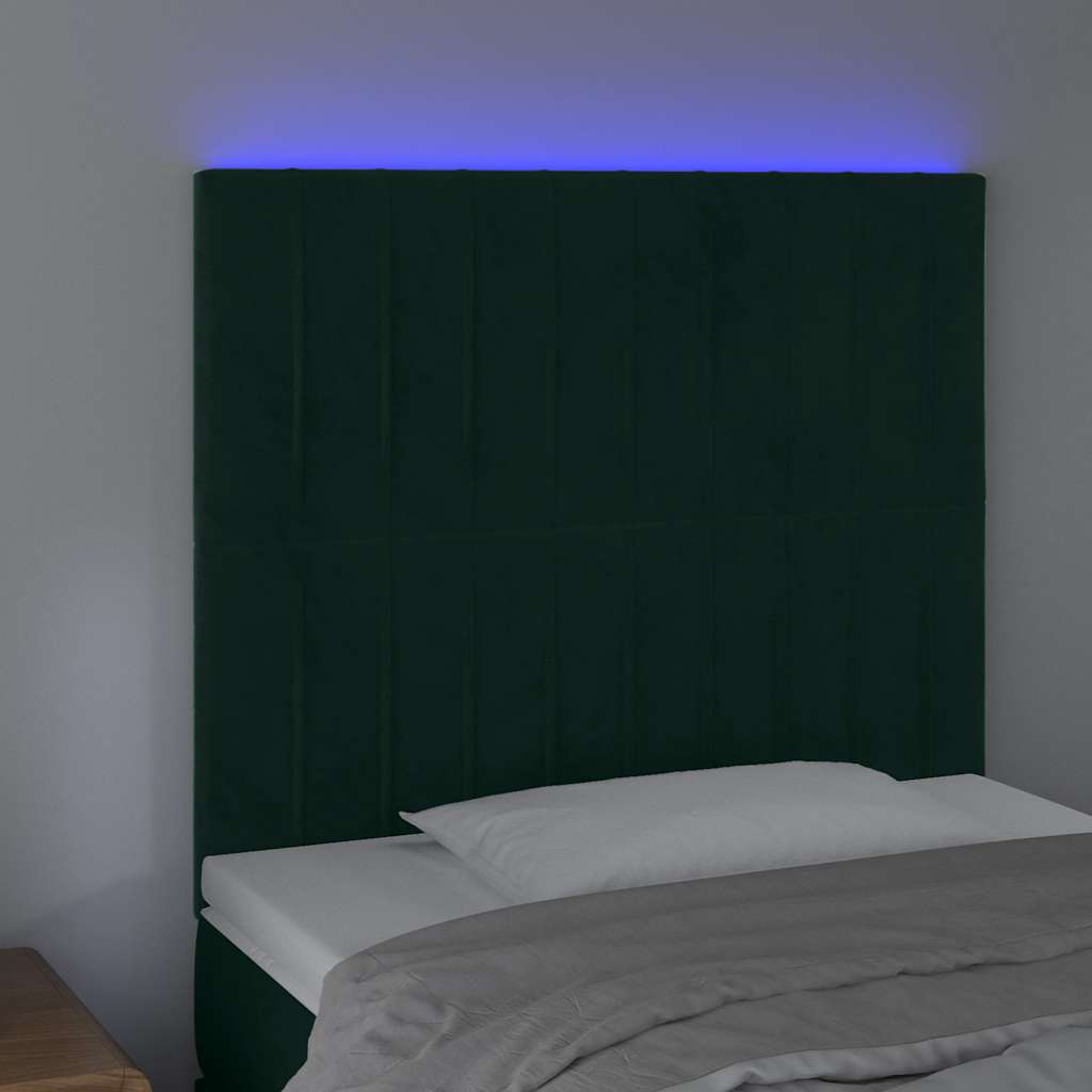Tête de lit à LED Vert foncé 90x5x118/128 cm Velours - XIOS