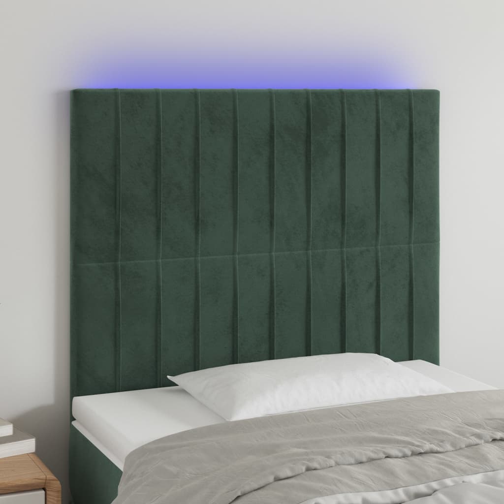 Tête de lit à LED Vert foncé 90x5x118/128 cm Velours - XIOS