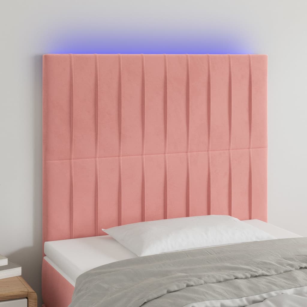 Tête de lit à LED Rose 90x5x118/128 cm Velours - XIOS