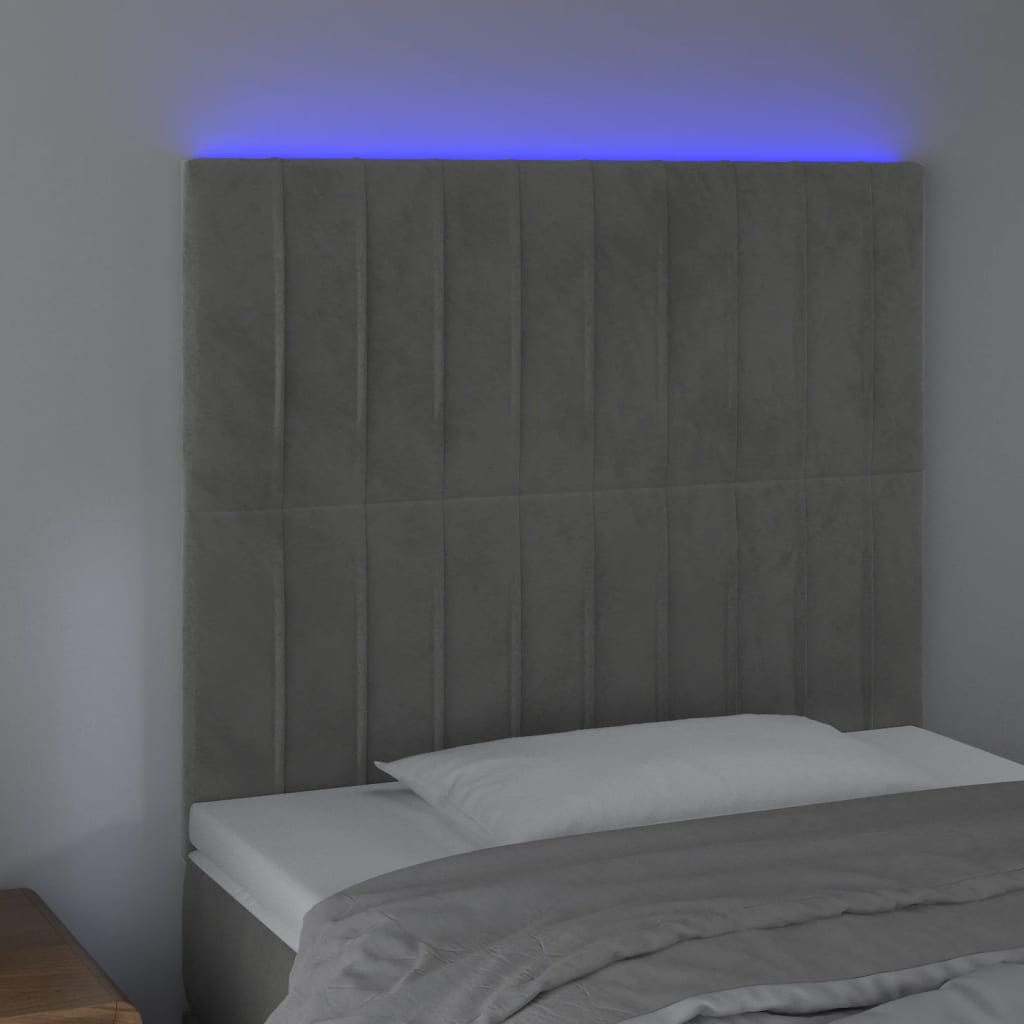 Tête de lit à LED Gris clair 100x5x118/128 cm Velours - XIOS