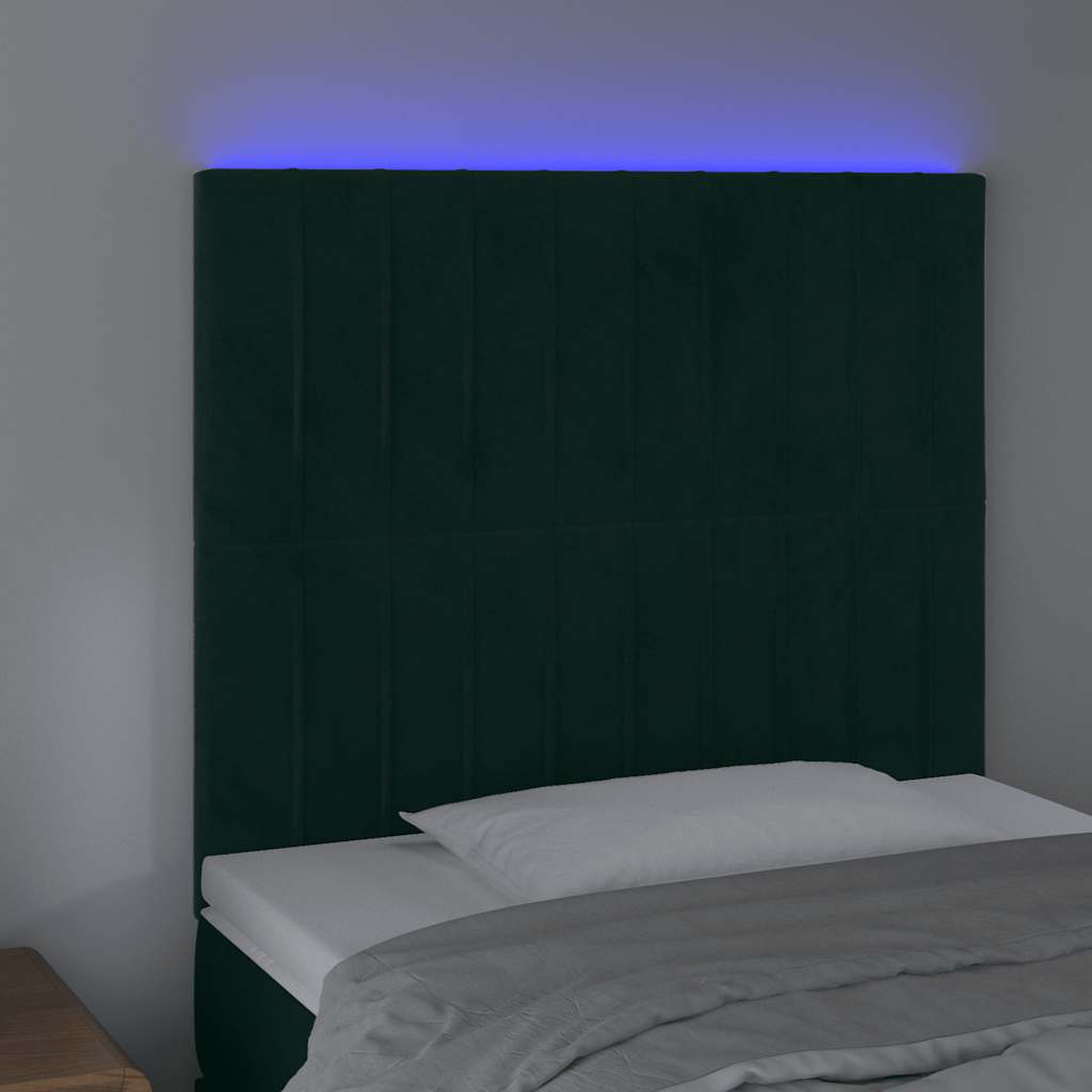Tête de lit à LED Vert foncé 100x5x118/128 cm Velours - XIOS
