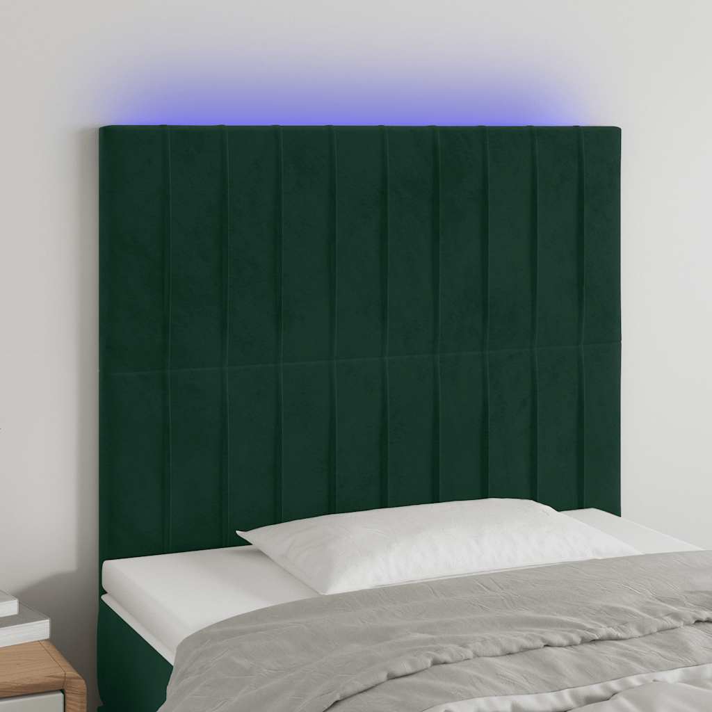 Tête de lit à LED Vert foncé 100x5x118/128 cm Velours - XIOS