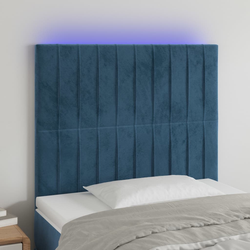 Tête de lit à LED Bleu foncé 100x5x118/128 cm Velours - XIOS