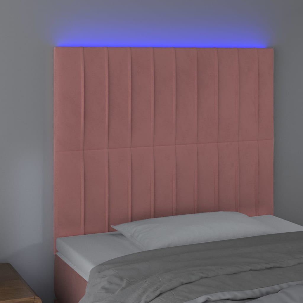Tête de lit à LED Rose 100x5x118/128 cm Velours - XIOS