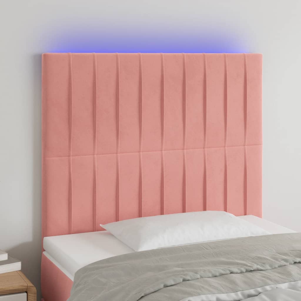 Tête de lit à LED Rose 100x5x118/128 cm Velours - XIOS